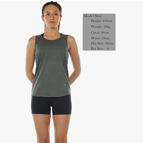 Icyzone Charcoal Gray Twist Backless Athletic Work Out Tank Top Womens Medium - Picture 3 of 10